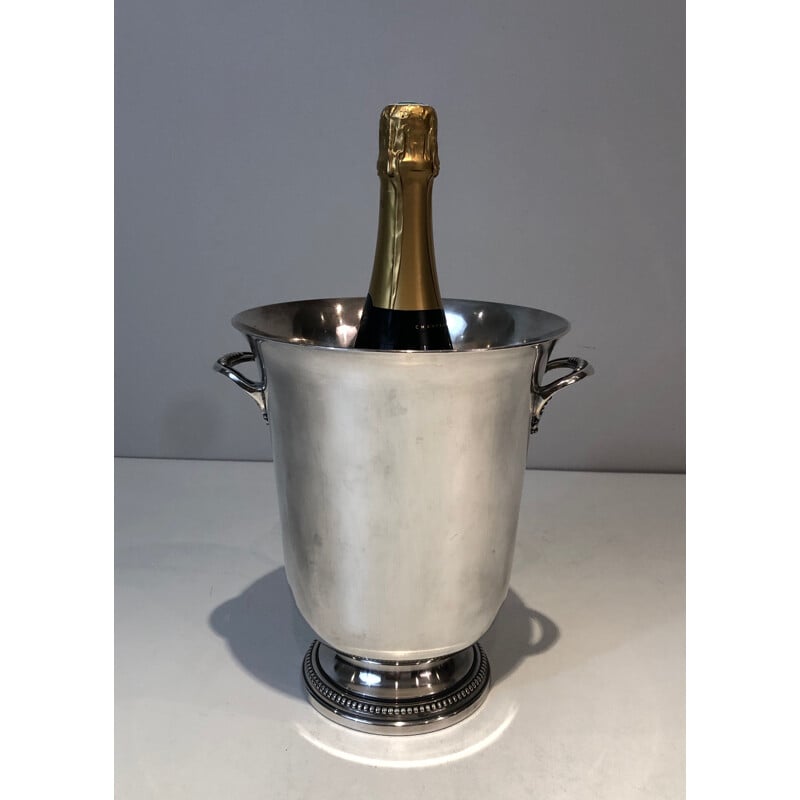 Seau à champagne vintage en métal argenté, France 1930