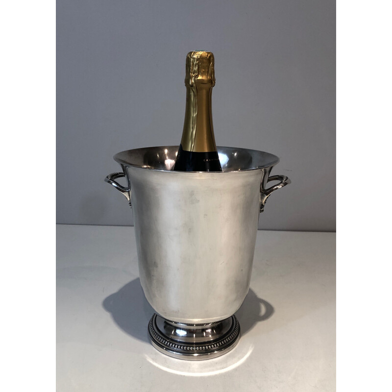 Vintage-Champagnerkühler aus versilbertem Metall, Frankreich 1930