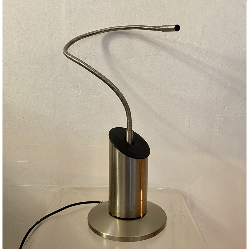 Vintage zed lamp in geborsteld staal van Tommaso Cimini en Walter Monici, 1980