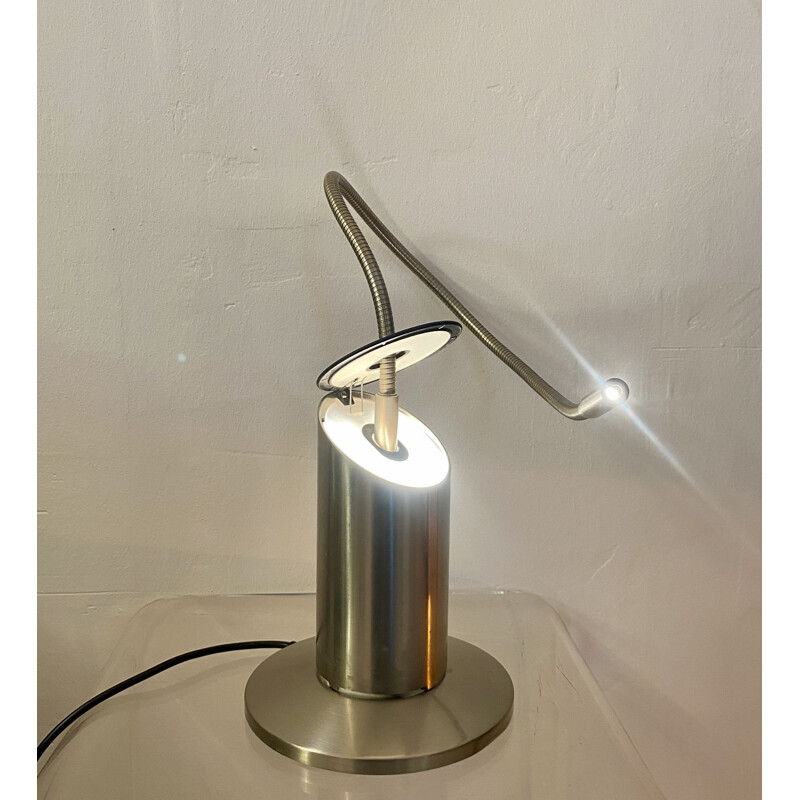 Vintage zed lamp in geborsteld staal van Tommaso Cimini en Walter Monici, 1980