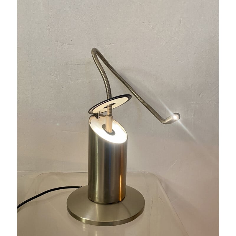 Vintage zed lamp in brushed steel by Tommaso Cimini and Walter Monici, 1980