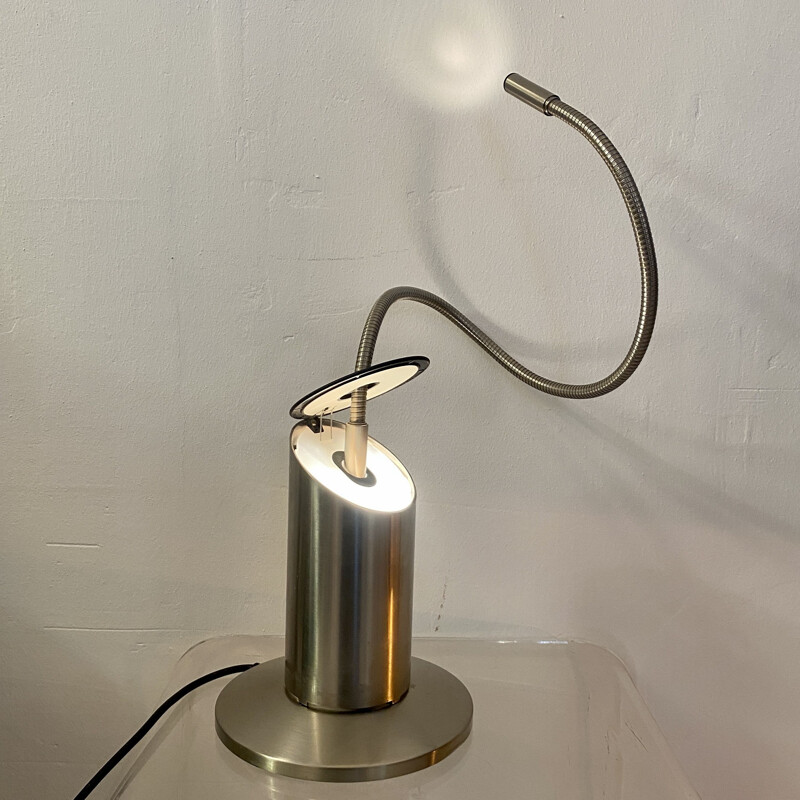 Vintage zed lamp in geborsteld staal van Tommaso Cimini en Walter Monici, 1980