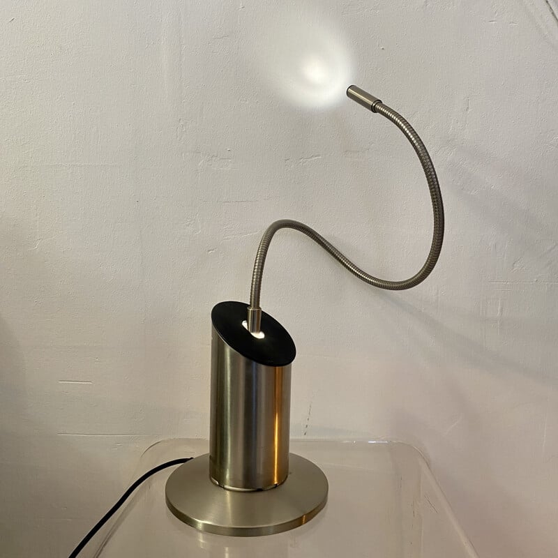 Lampe vintage zed en acier brossé par Tommaso Cimini et Walter Monici, 1980