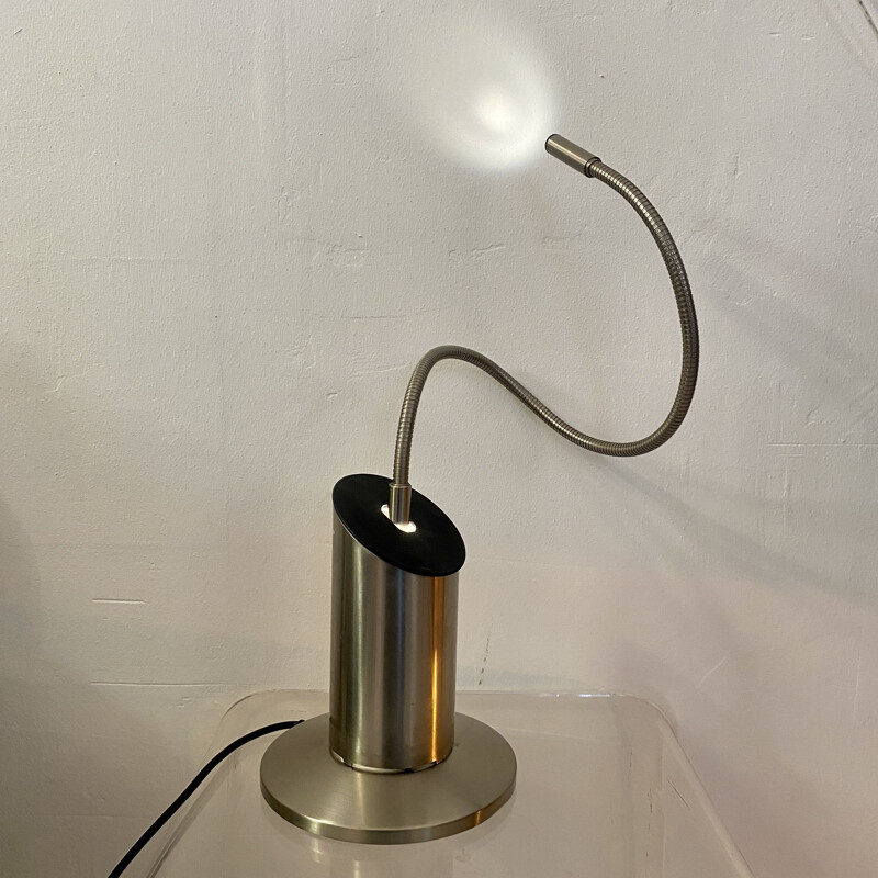 Vintage zed lamp in brushed steel by Tommaso Cimini and Walter Monici, 1980