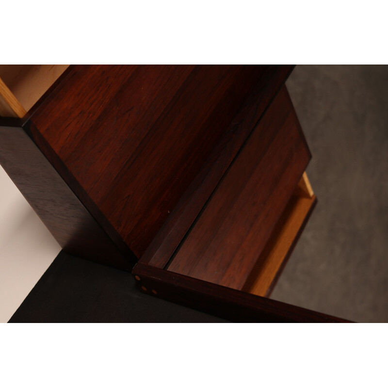 Vintage rosewood mirror with shelf by Kai Kristiansen for Aksel Kjersgaard, Denmark 1960