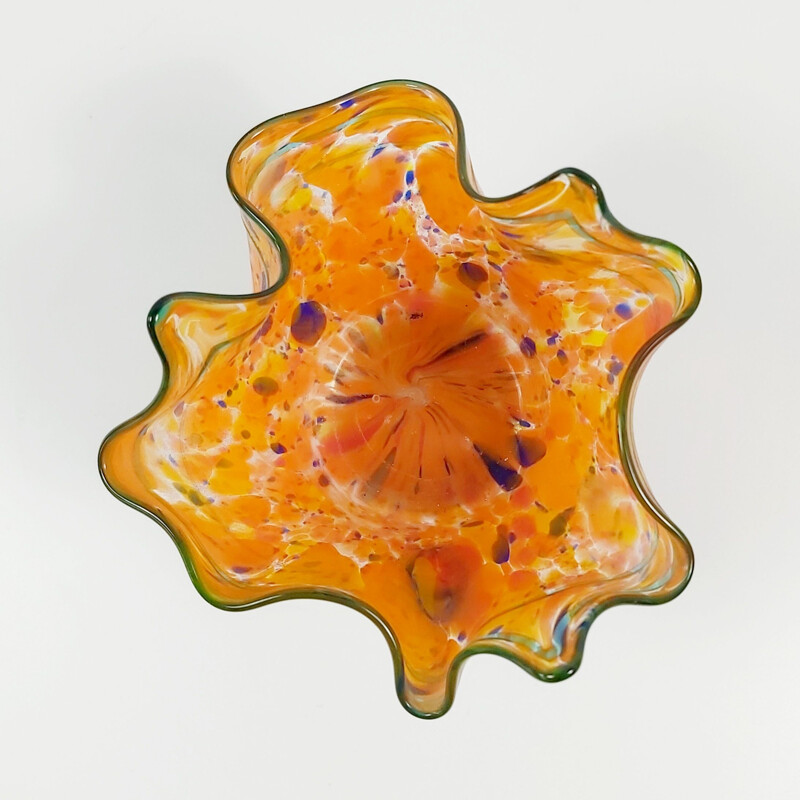 Vintage murano glass handkerchief vase "Fazzoletto" labeled by Seguso Vetri d'Arte, Italy 1940