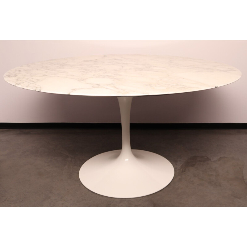 Vintage Tulip dining table in white Arabesco marble by Eero Saarinen for Knoll