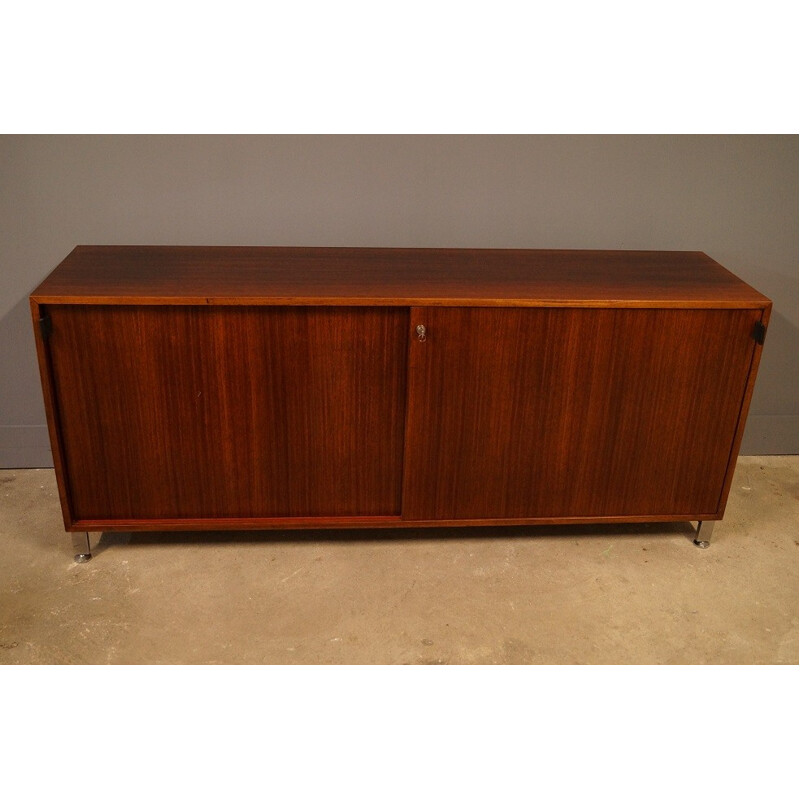 Mid century sideboard in walnut and leather, Florence KNOLL - 1960s