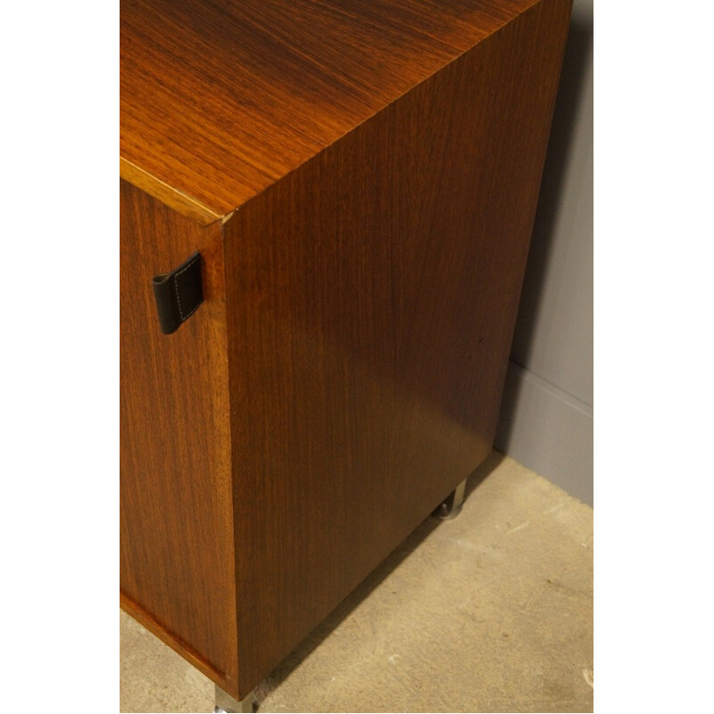 Mid century sideboard in walnut and leather, Florence KNOLL - 1960s