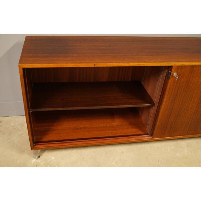 Mid century sideboard in walnut and leather, Florence KNOLL - 1960s