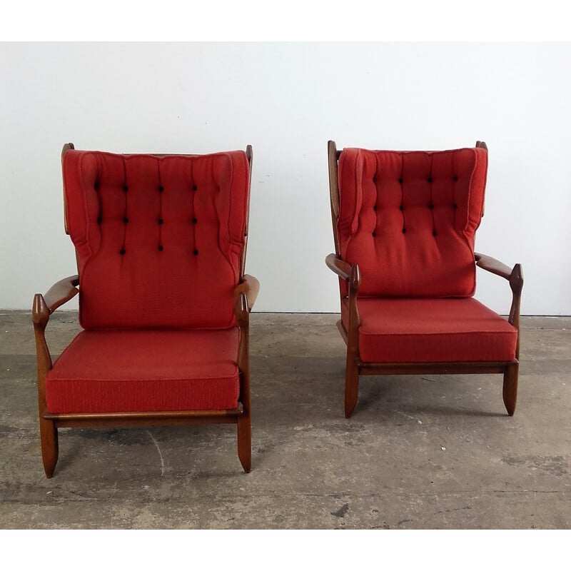 Paire de fauteuils en chêne, GUILLERME & CHAMBRON - 1960