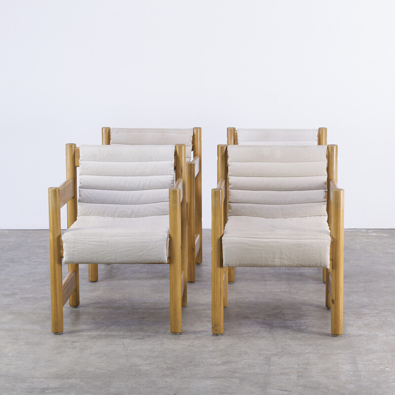 Suite de 4 chaises à repas danoises en pin, FRIIS & MOLTKE - 1950