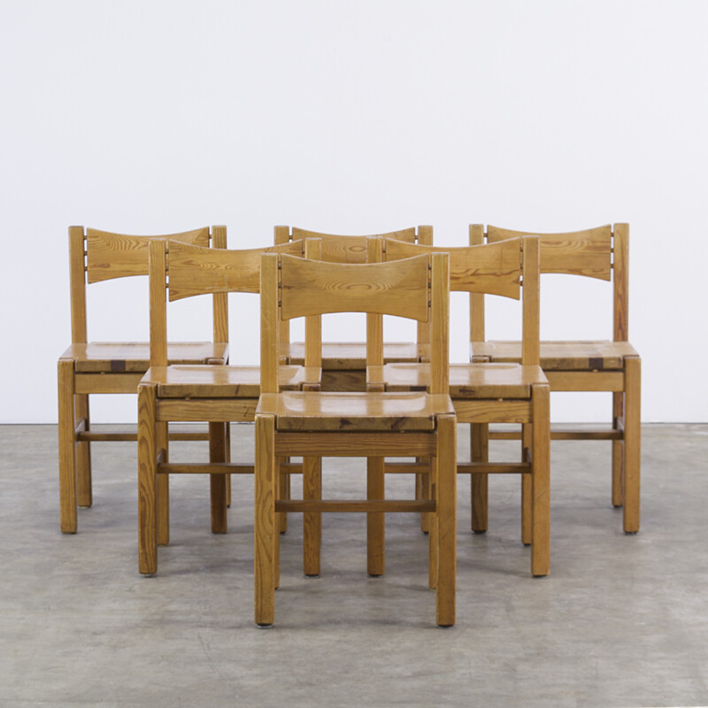 Set of 6 Laukaan Puu chairs in pine wood, Ilmari TAPIOVAARA - 1960s