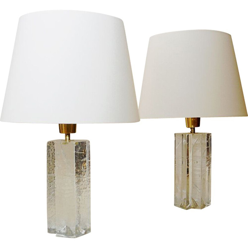 Pair of Finnish vintage glass table lamp Arkipelago by Timo Sarpaneva for littala, 1970s