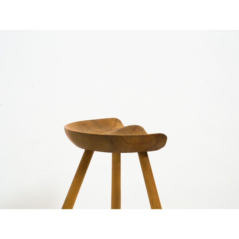 Danish vintage sculptural beech wood stool
