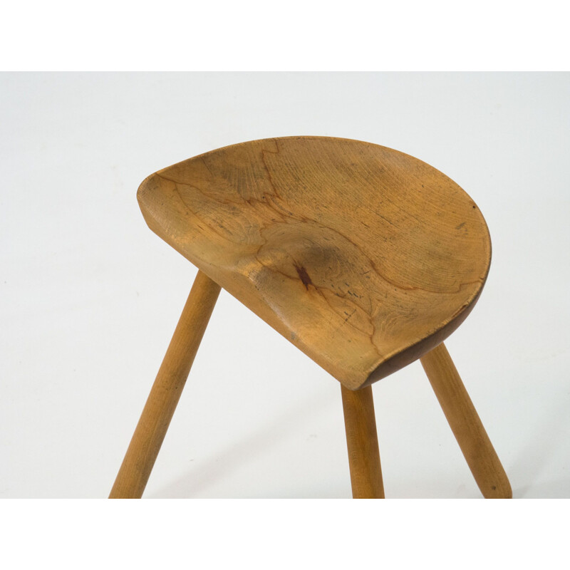 Danish vintage sculptural beech wood stool