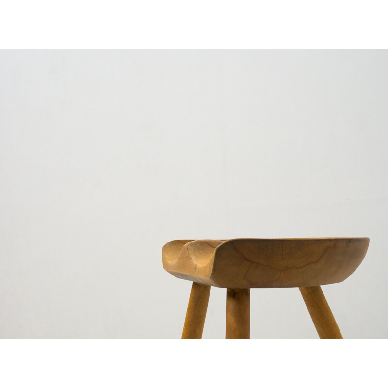 Danish vintage sculptural beech wood stool