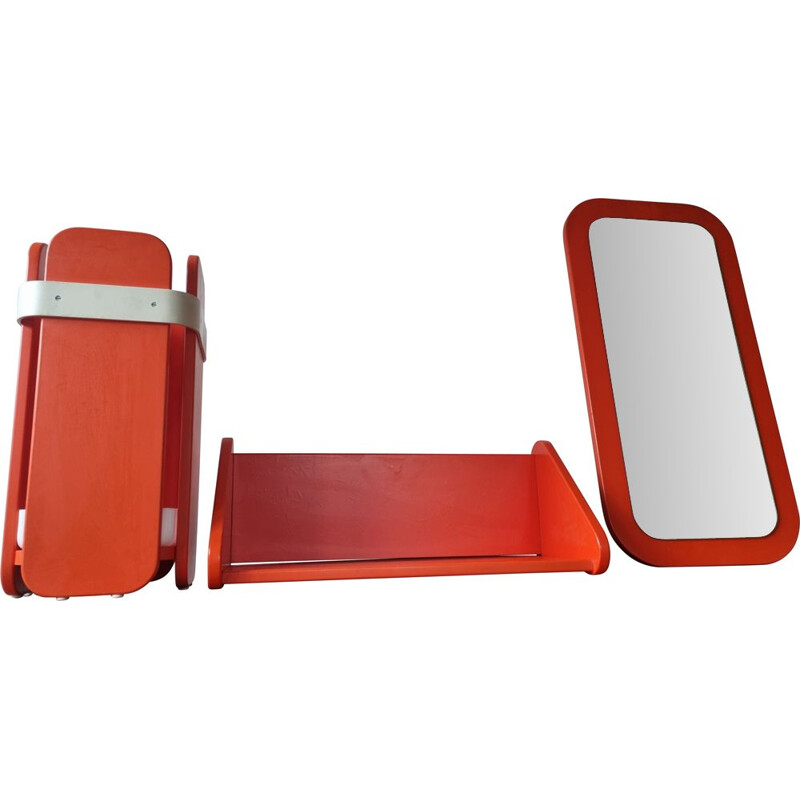 Porte-parapluies vintage avec miroir et étagère Meblo, 1970