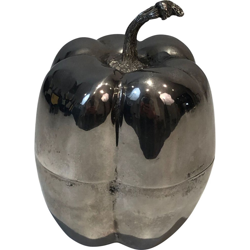 Vintage silver plated apple-shaped ice bucket, France 1970