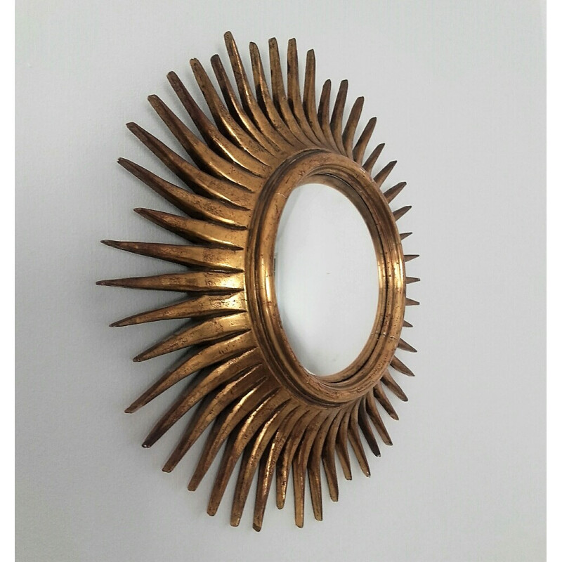 Miroir sorcière en bois galbé - 1960