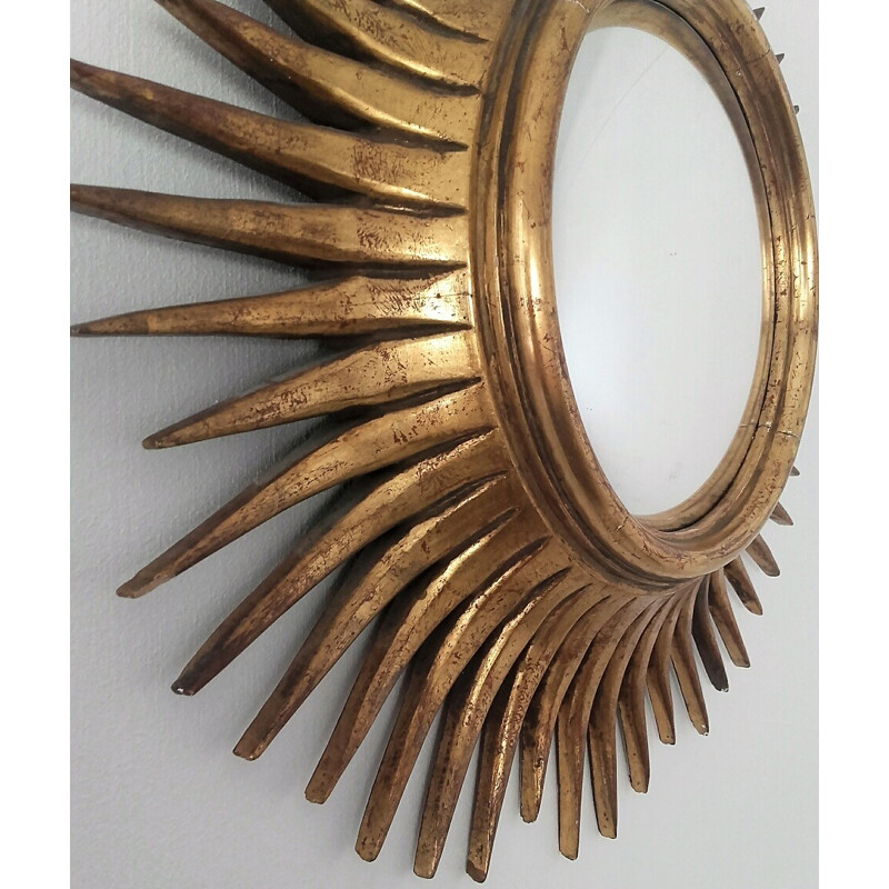 Mid century mirror in golden wood - 1960s