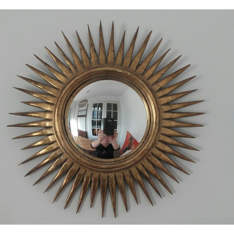 Mid century mirror in golden wood - 1960s