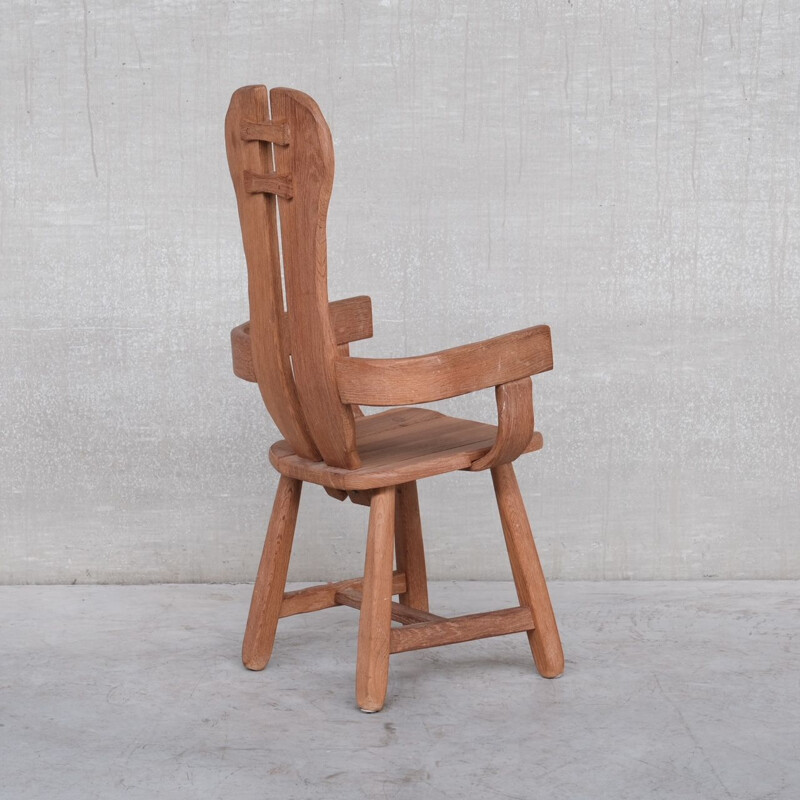 Brutalistischer Vintage-Stuhl aus Eichenholz von De Puydt, Belgien 1970