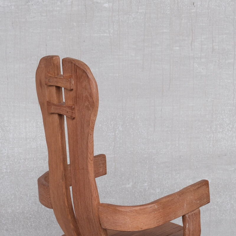 Vintage brutalist oak chair by De Puydt, Belgium 1970
