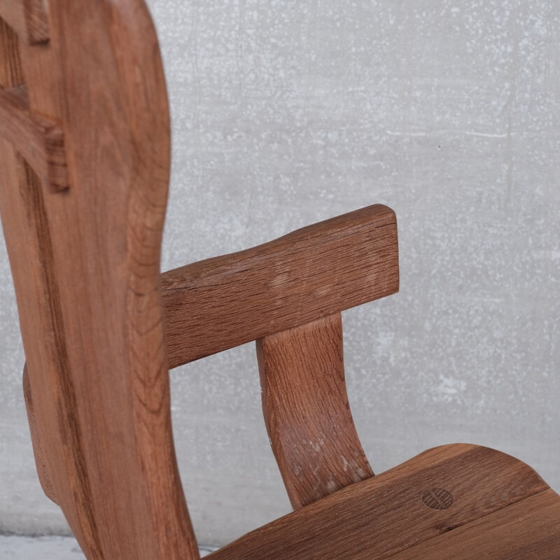 Vintage brutalist oak chair by De Puydt, Belgium 1970