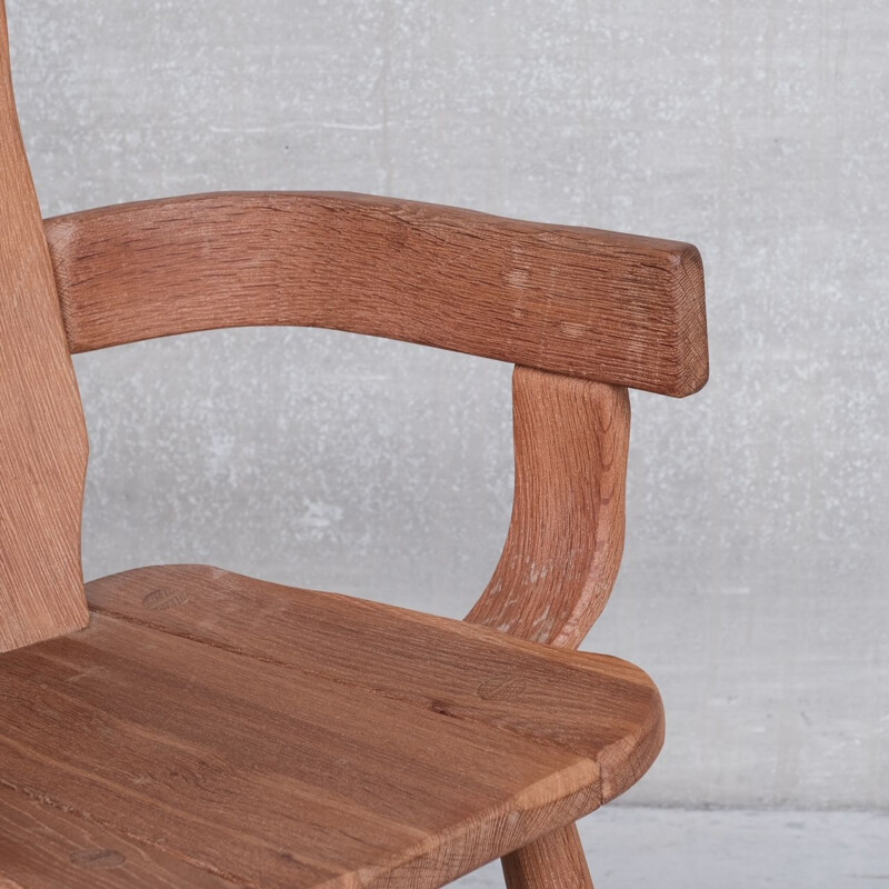 Vintage brutalist oak chair by De Puydt, Belgium 1970