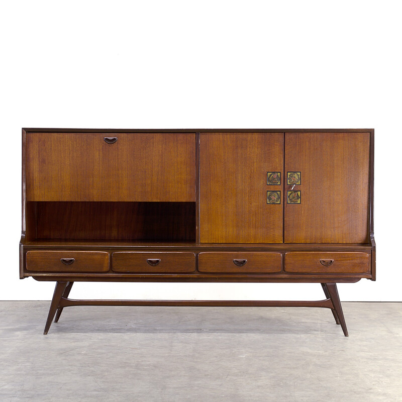 Enfilade WéBé en teak et tuiles de céramique, Louis VAN TEEFFELEN - 1960