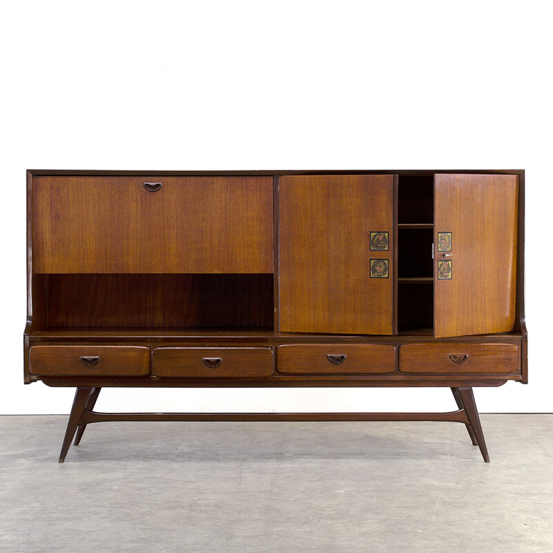 Enfilade WéBé en teak et tuiles de céramique, Louis VAN TEEFFELEN - 1960