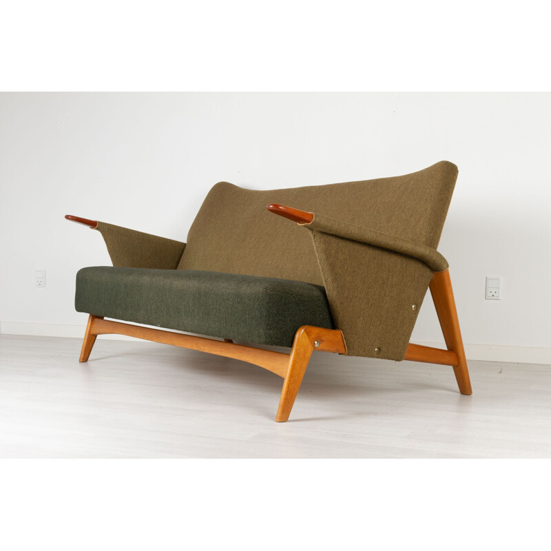 Sofá vintage de teca y roble de Arne Hovmand-Olsen para Alf, Dinamarca 1956