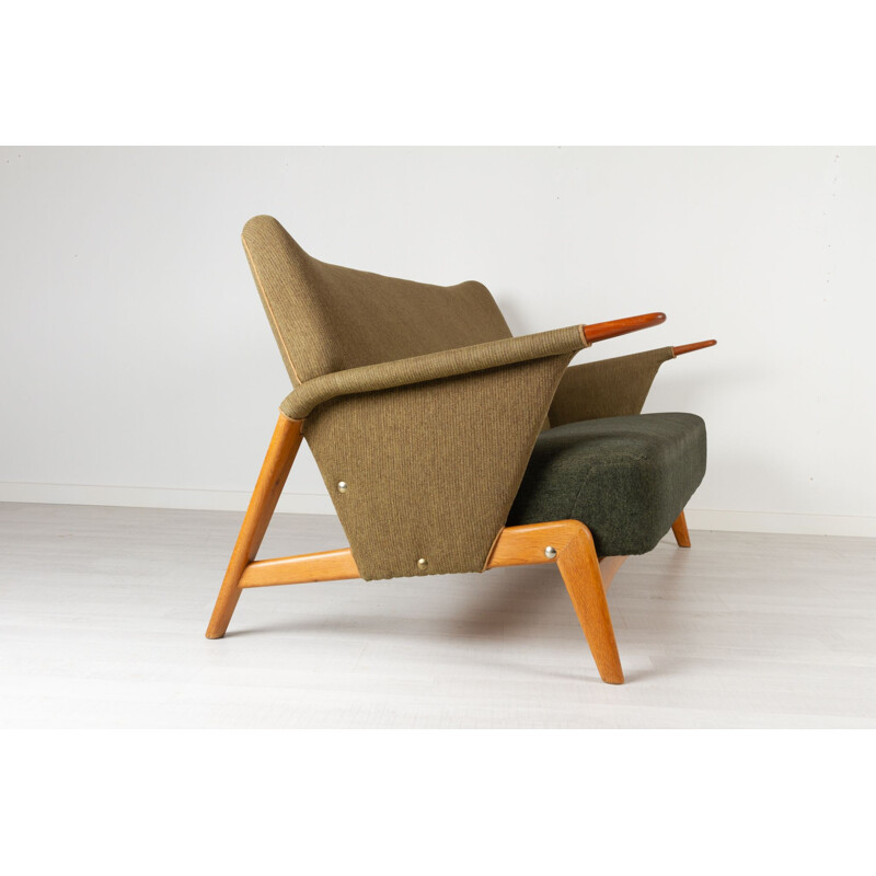 Sofá vintage de teca y roble de Arne Hovmand-Olsen para Alf, Dinamarca 1956