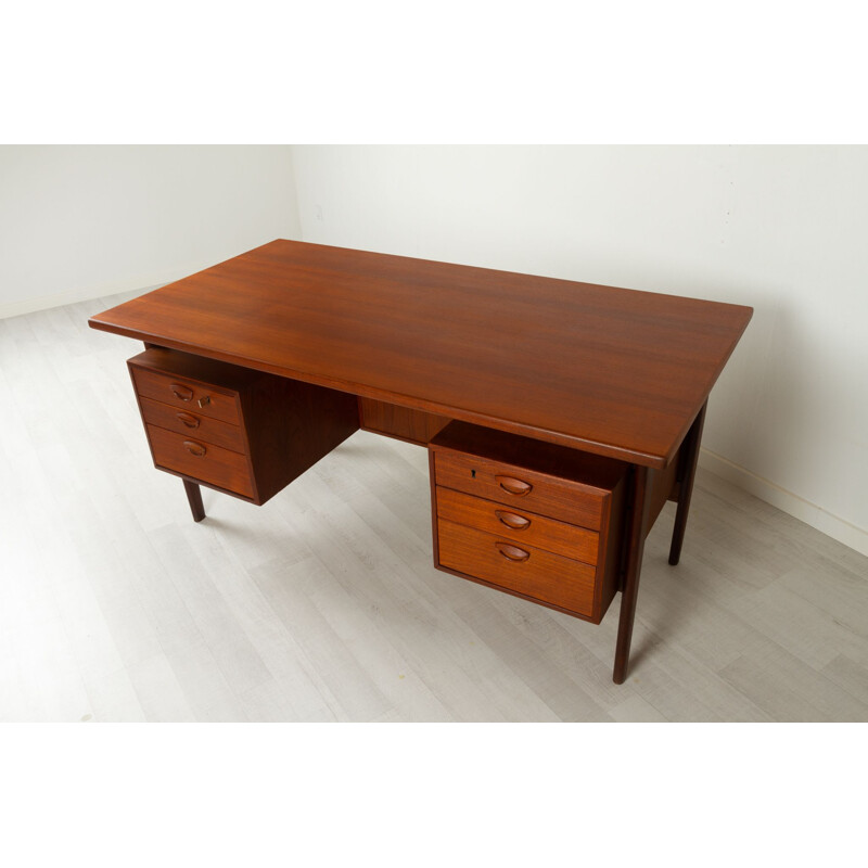 Vintage Scandinavian teak desk by Kai Kristiansen for Feldballes Moblefabrik, 1960