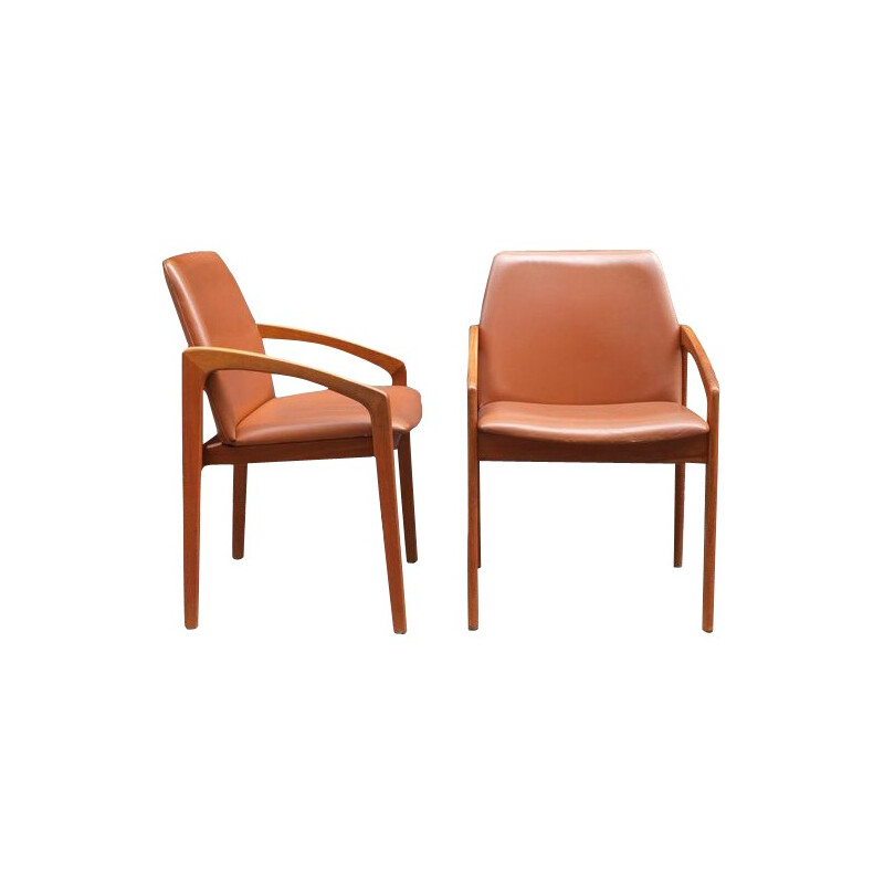 Paire de fauteuils en cuir, Kai KRISTIANSEN - années 60