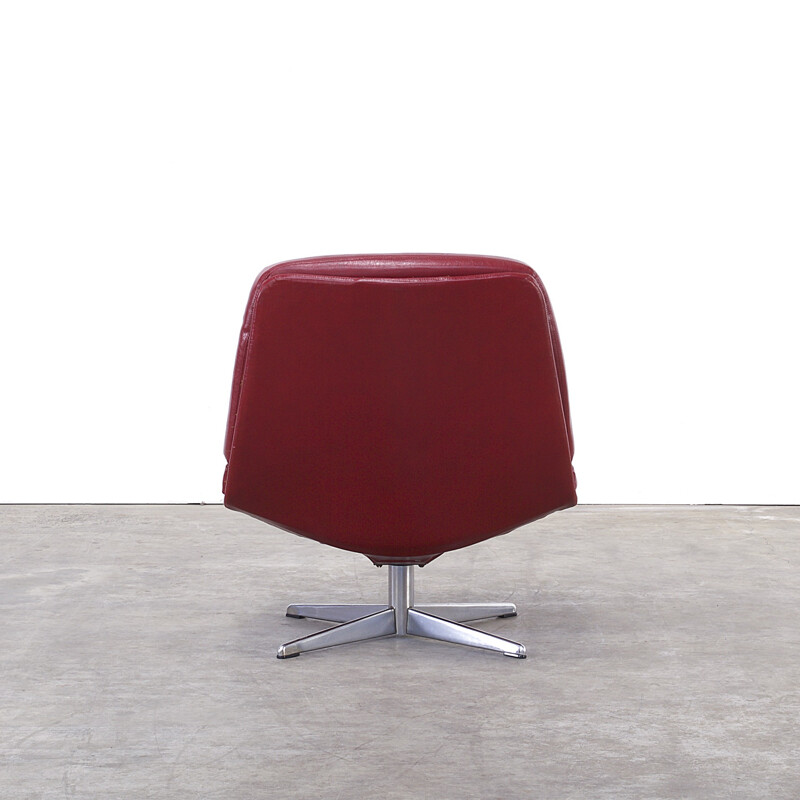 Suite de 3 fauteuils vintage en simili cuir rouge - 1960