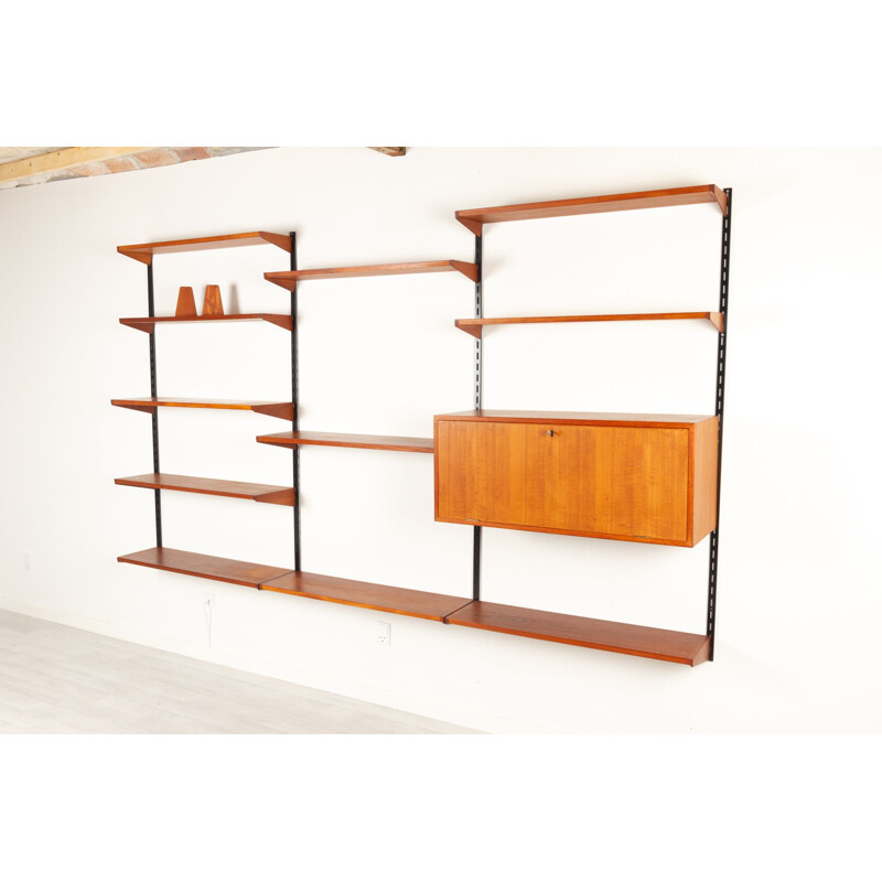 Vintage Danish modular teak wall unit by Kai Kristiansen for Feldballes Møbelfabrik, 1960s