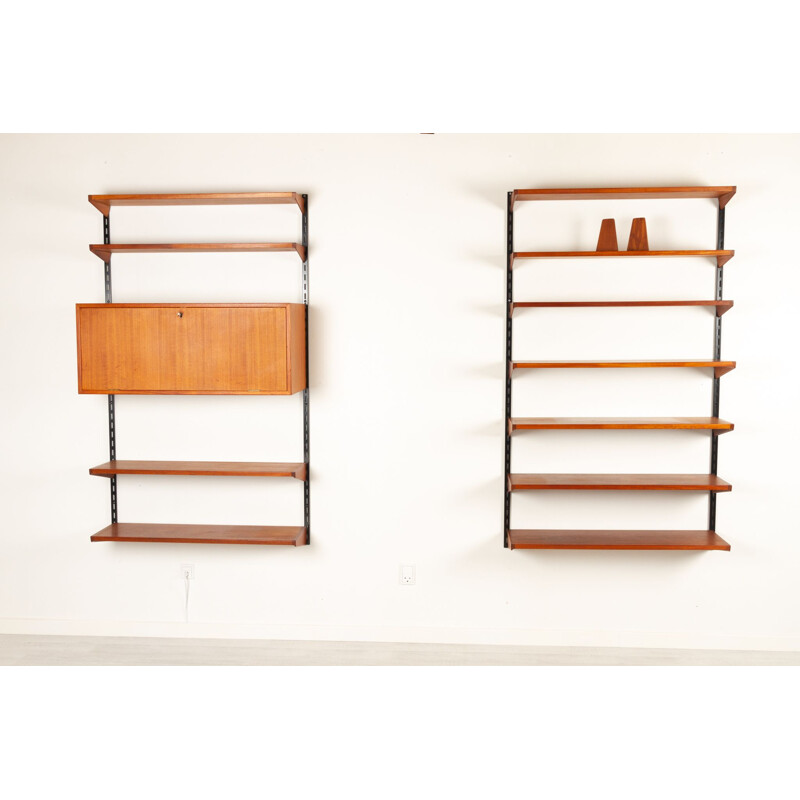 Vintage Danish modular teak wall unit by Kai Kristiansen for Feldballes Møbelfabrik, 1960s