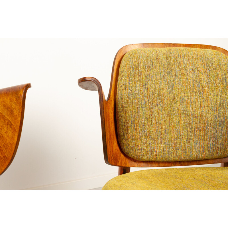 Pair of vintage stained oak armchairs by Hans Olsen for Bramin, Denmark 1960