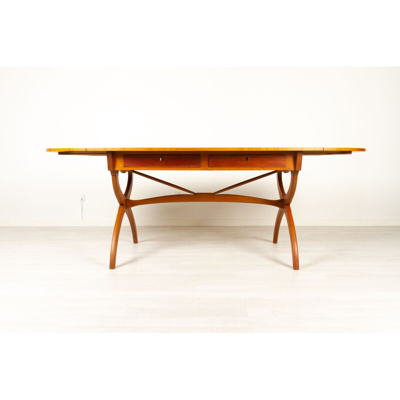 Danish vintage teak and beechwood drop-leaf desk by Børge Mogensen, 1950s