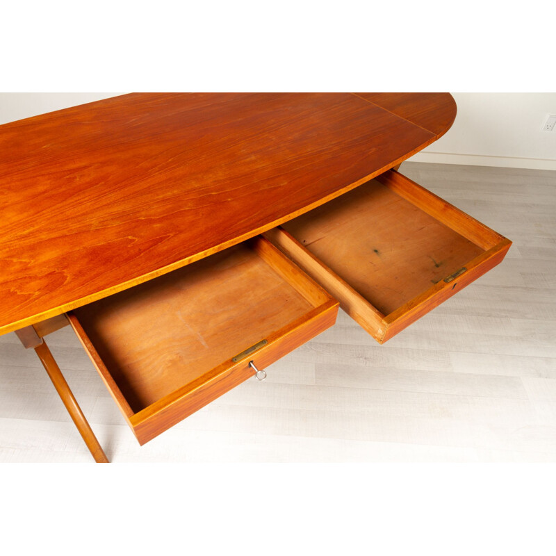 Bureau danois vintage en teck et hêtre à abattant de Børge Mogensen, 1950