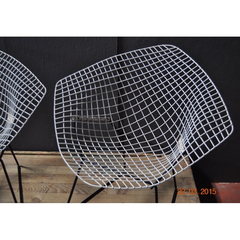 Pair of "little diamond" chairs, Harry BERTOIA - 1970s