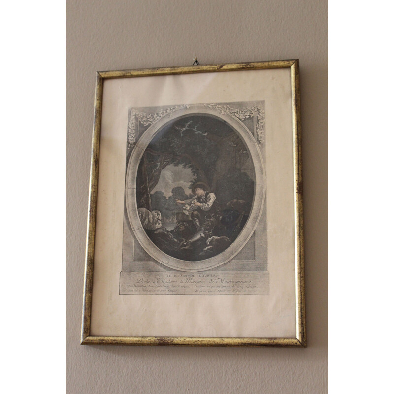Pair of vintage engravings dedicated to the Marquise Madame de Montesquiou, 1950