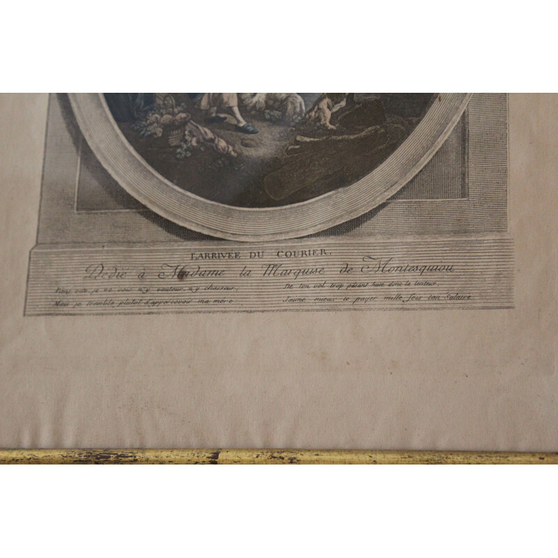 Pareja de grabados de época dedicados a la marquesa Madame de Montesquiou, 1950