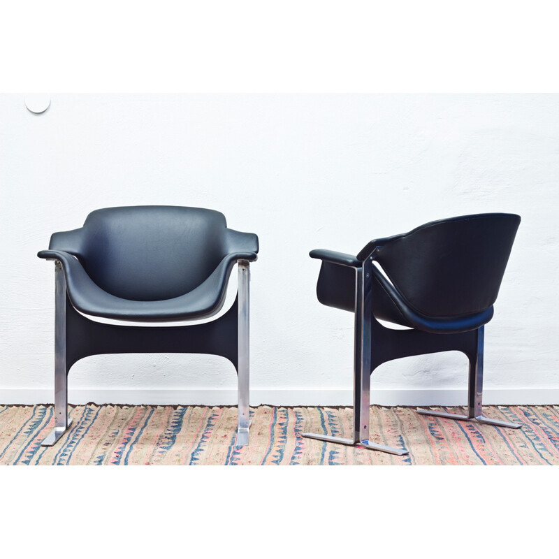 Pair of dutch Kembo easy chair, J. B. MEYER - 1970s