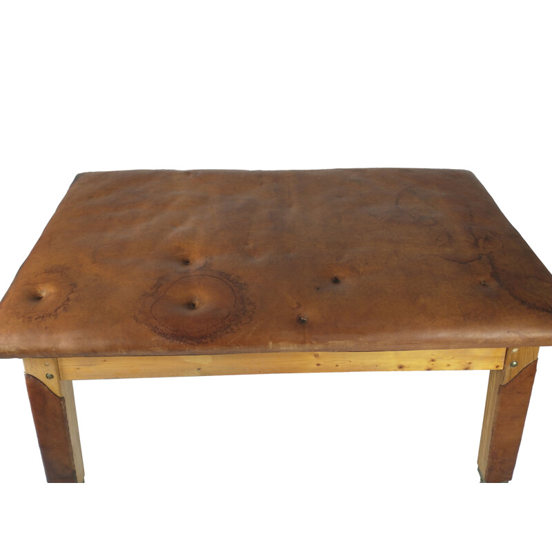 Vintage gym leather table, 1930s