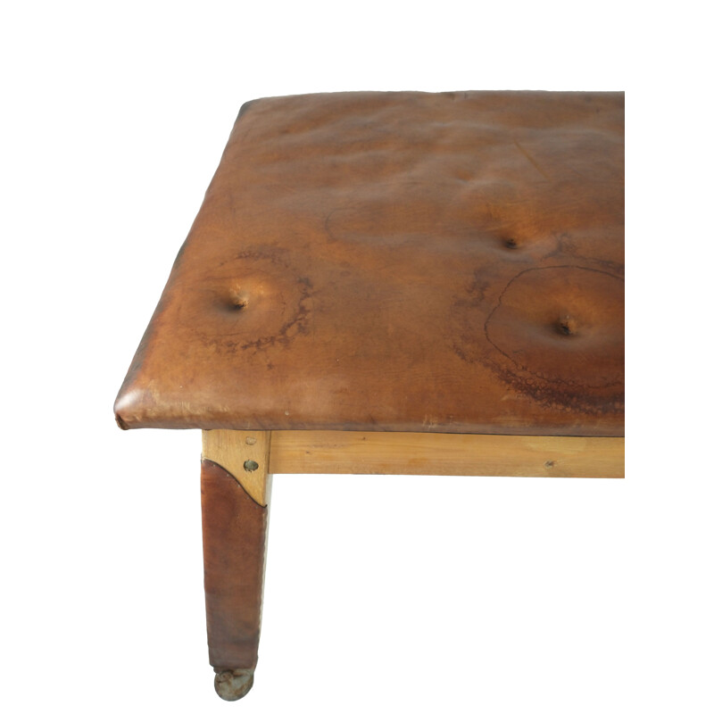 Vintage gym leather table, 1930s