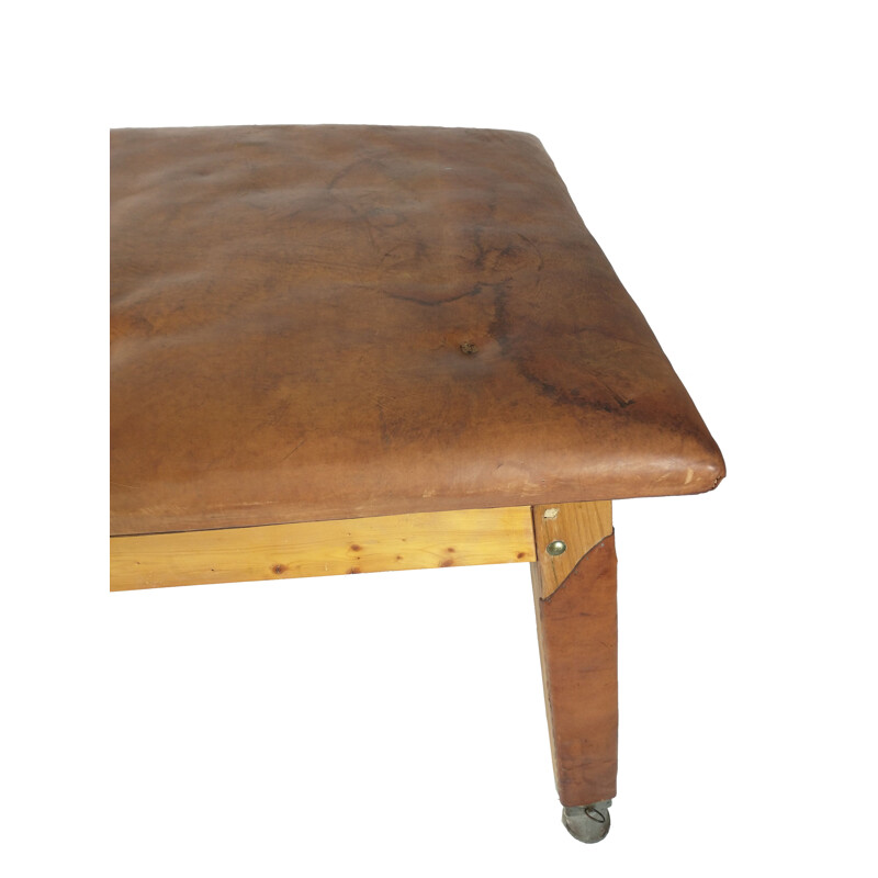 Vintage gym leather table, 1930s