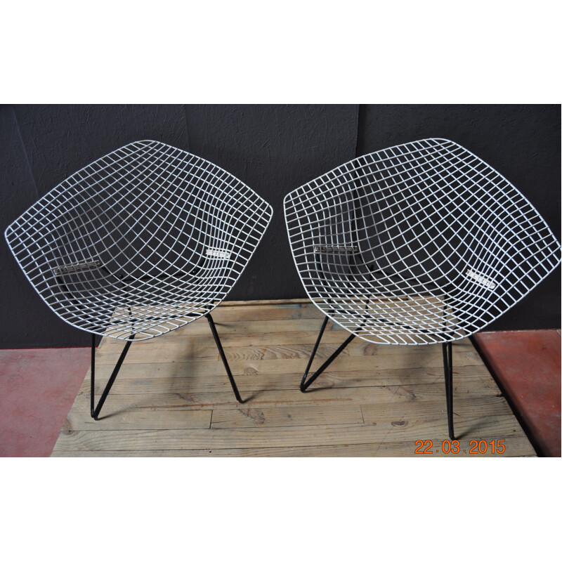 Pair of "little diamond" chairs, Harry BERTOIA - 1970s